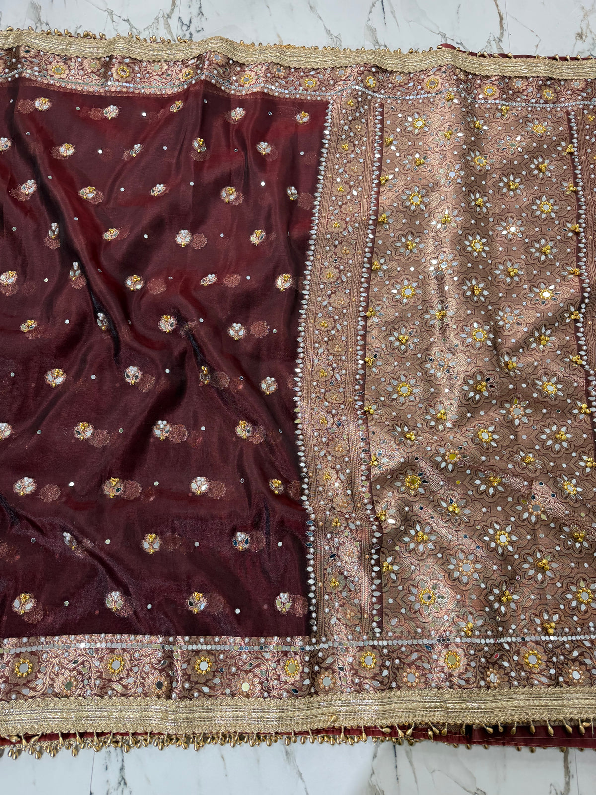 Banarasi Soft Tissue Silk Saree With Mirror And Ghunghroo Work