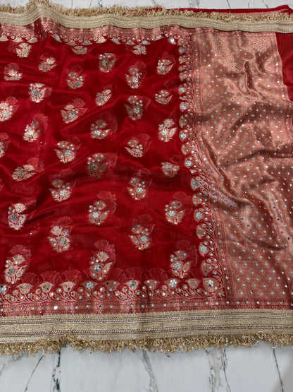 Banarasi Soft Tissue Silk Saree With Mirror Work