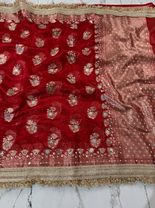 Banarasi Tissue Silk Saree With Mirror Work