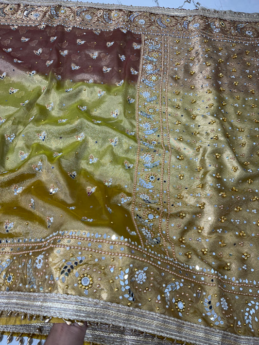 Banarasi Soft Tissue Silk Saree With Mirror And Ghunghroo Work