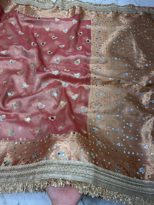 Banarasi Soft Tissue Silk Saree With Mirror Work