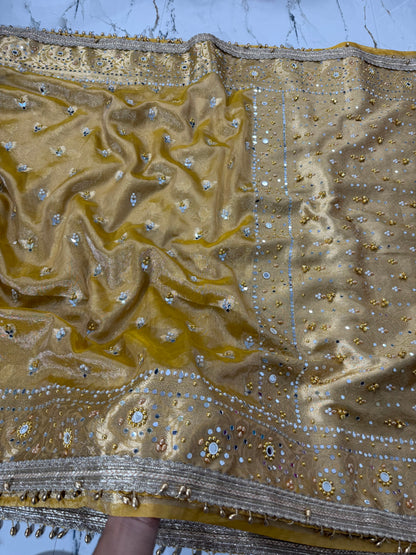 Banarasi Soft Tissue Silk Saree With Mirror And Ghunghroo Work