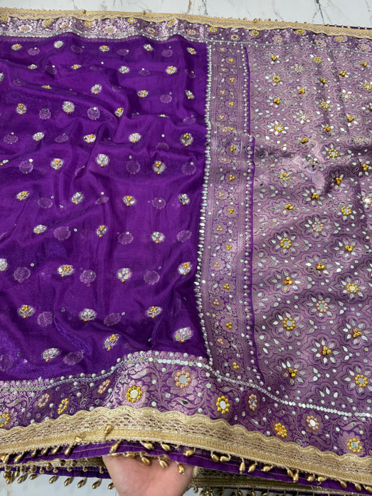Banarasi Soft Tissue Silk Saree With Mirror And Ghunghroo Work