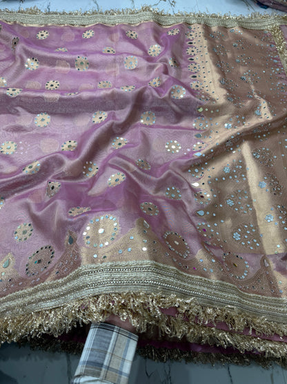 Banarasi Soft Tissue Silk Saree With Mirror Work