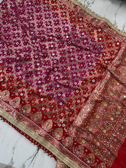 Banarasi Soft Georgette Silk Saree With Mirror and Ghunghroo Work