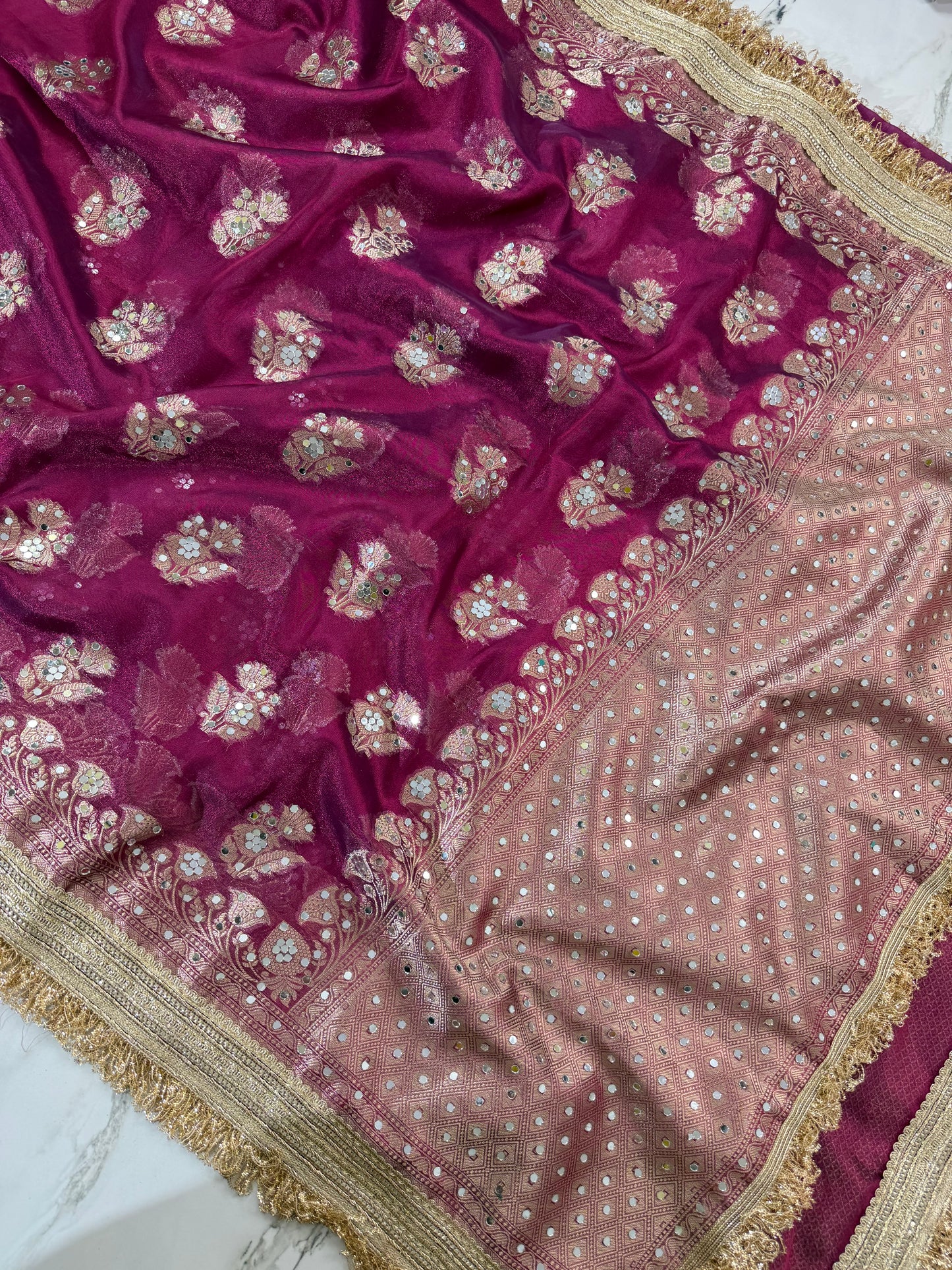 Banarasi Soft Tissue Silk Saree With Mirror Work