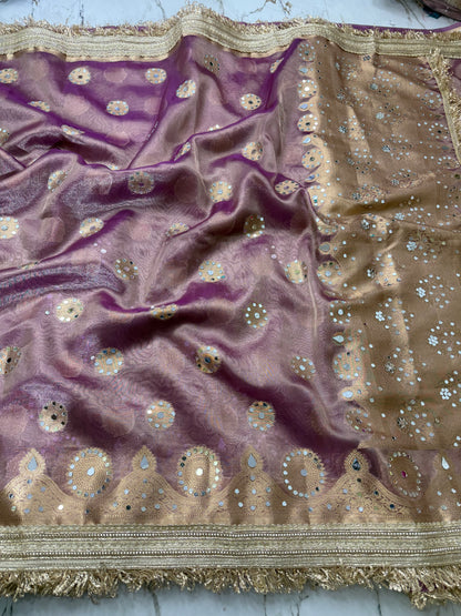 Banarasi Soft Tissue Silk Saree With Mirror Work