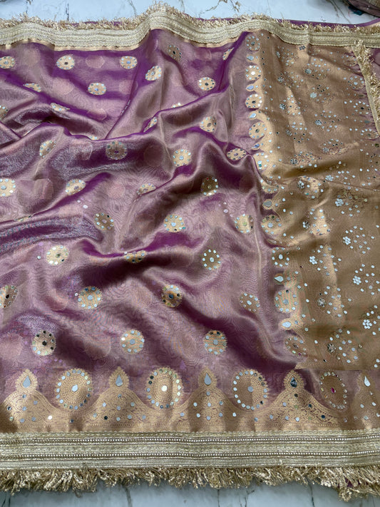 Banarasi Soft Tissue Silk Saree With Mirror Work