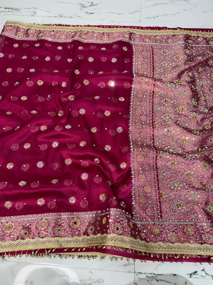 Banarasi Soft Tissue Silk Saree With Mirror And Ghunghroo Work