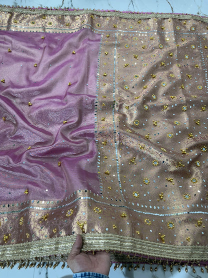Banarasi Soft Tissue Silk Saree With Mirror And Ghunghroo Work