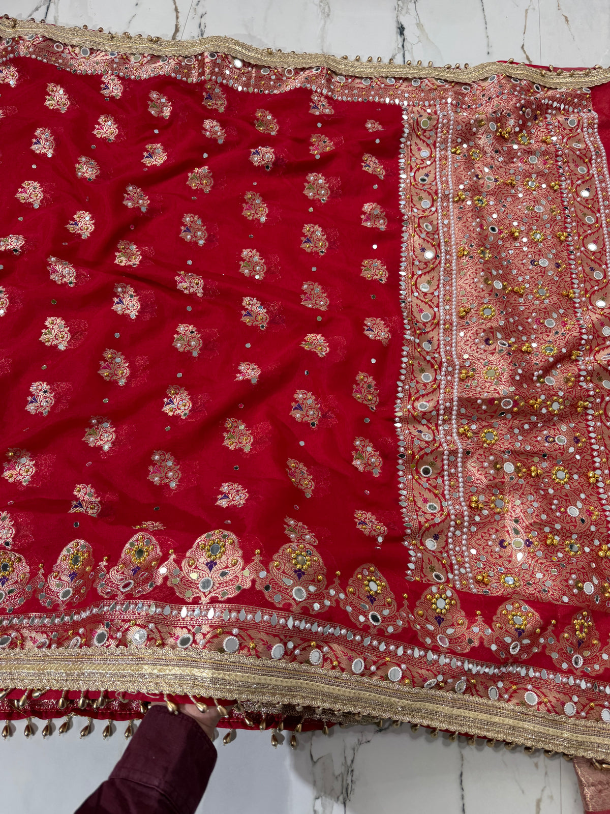 Banarasi Soft Georgette Silk Saree With Mirror And Ghunghroo Work