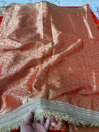 Banarasi Premium Quality Soft Kora Silk Saree With Mirror And Ghunghroo Work