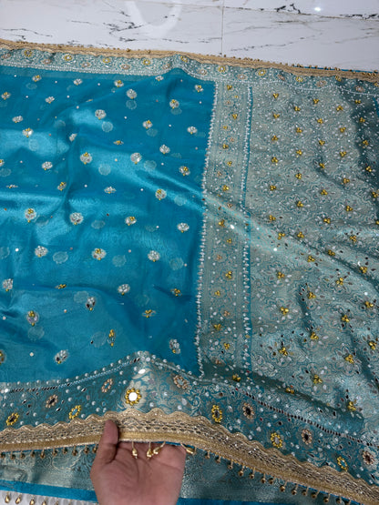 Banarasi Soft Tissue Silk Saree With Mirror And Ghunghroo Work