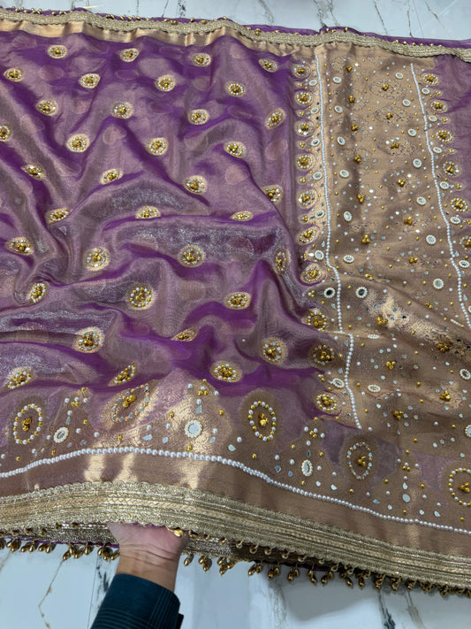 Banarasi Soft Tissue Silk Saree With Mirror And Ghunghroo Work