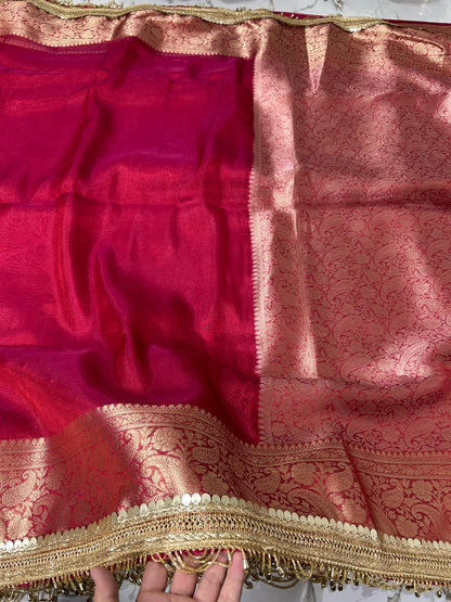 Banarasi Soft Tissue Silk Saree With Dual Tone