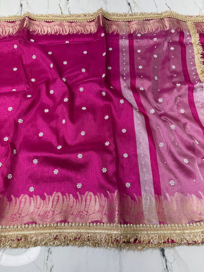 Banarasi Soft Tissue Silk Saree With Stone Work