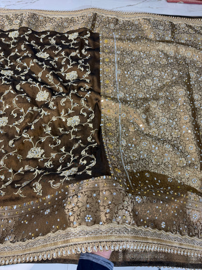 Banarasi Soft Tissue Silk Saree With Embroidery Work or Mirror Work