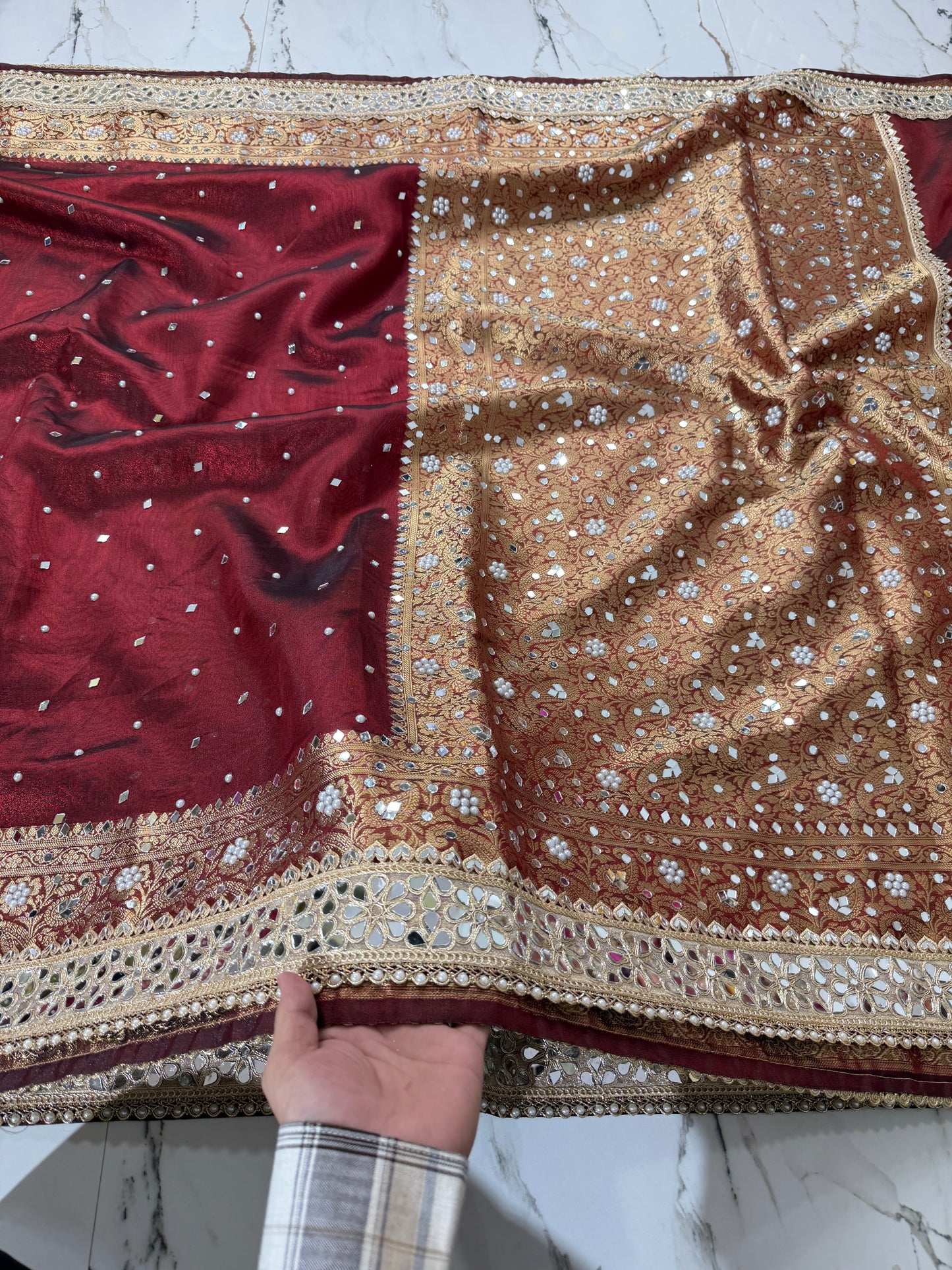 Banarasi Soft Tissue Silk Saree With Mirror Work