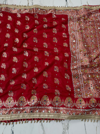 Banarasi Soft Georgette Silk Saree With Mirror And Ghunghroo Work