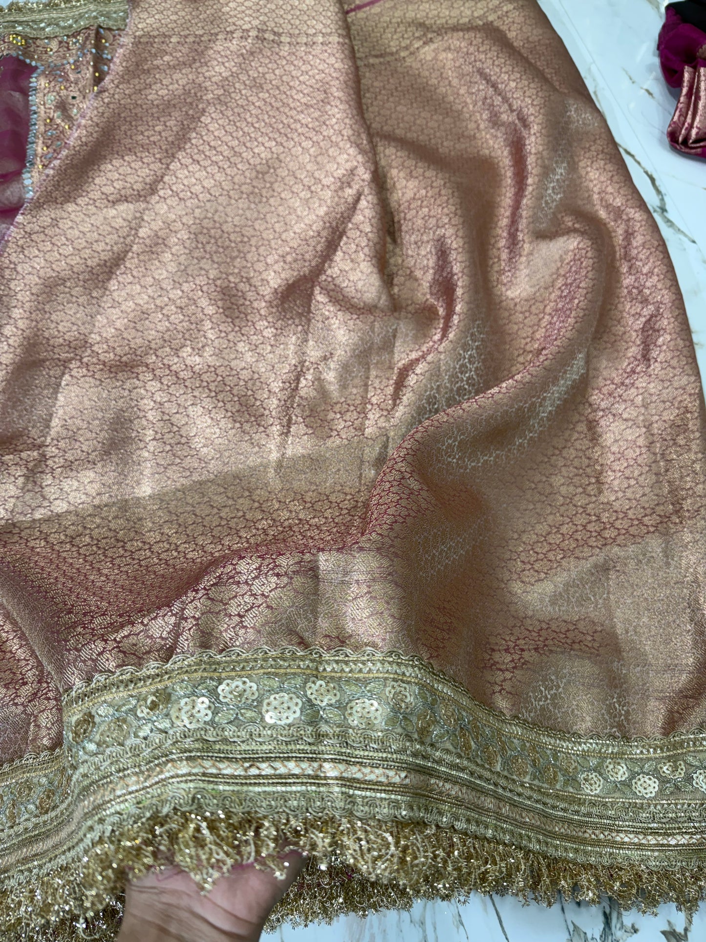 Banarasi Soft Tissue Silk Saree With Embroidery Work With Mirror And Ghunghroo Work