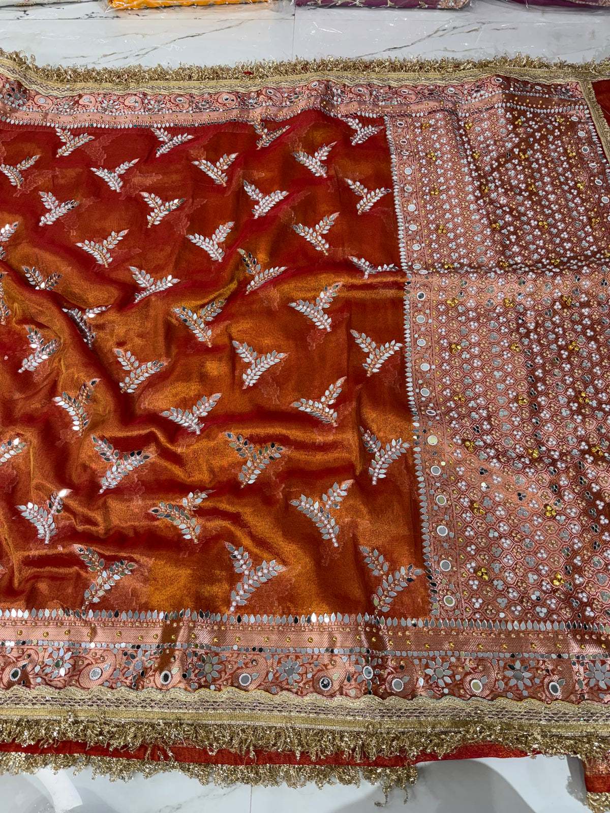 Banarasi Soft Tissue Silk Saree With Mirror And Ghunghroo Wrok