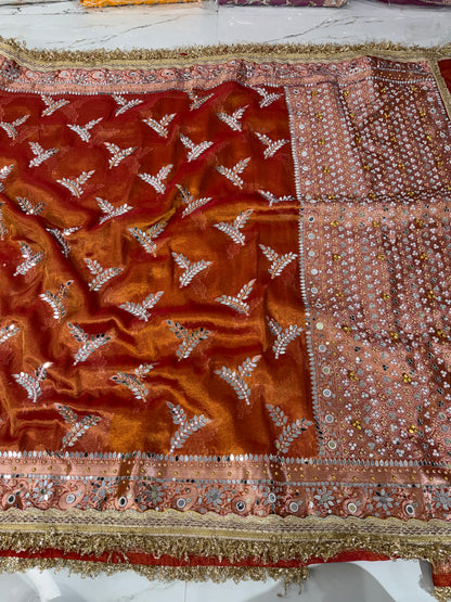 Banarasi Soft Tissue Silk Saree With Mirror And Ghunghroo Wrok