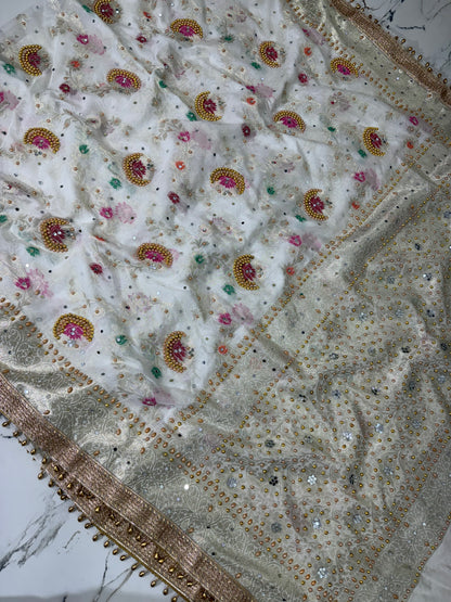 Banarasi Soft Georgette Silk Saree With Mirror Work