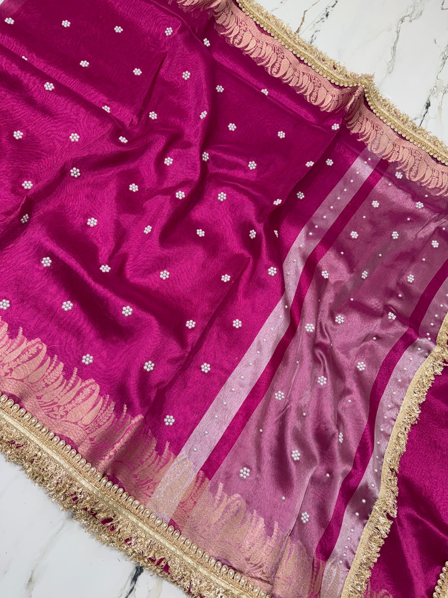 Banarasi Soft Tissue Silk Saree With Stone Work