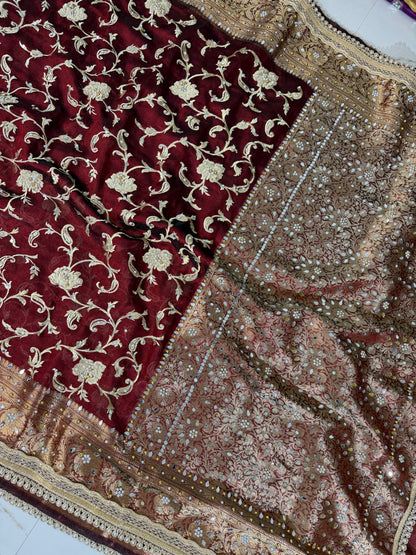 Banarasi Soft Tissue Silk Saree With Embroidery Work or Mirror Work