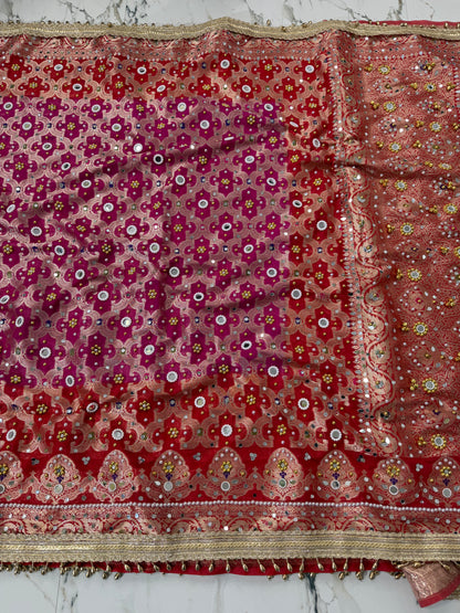 Banarasi Soft Georgette Silk Saree With Mirror and Ghunghroo Work