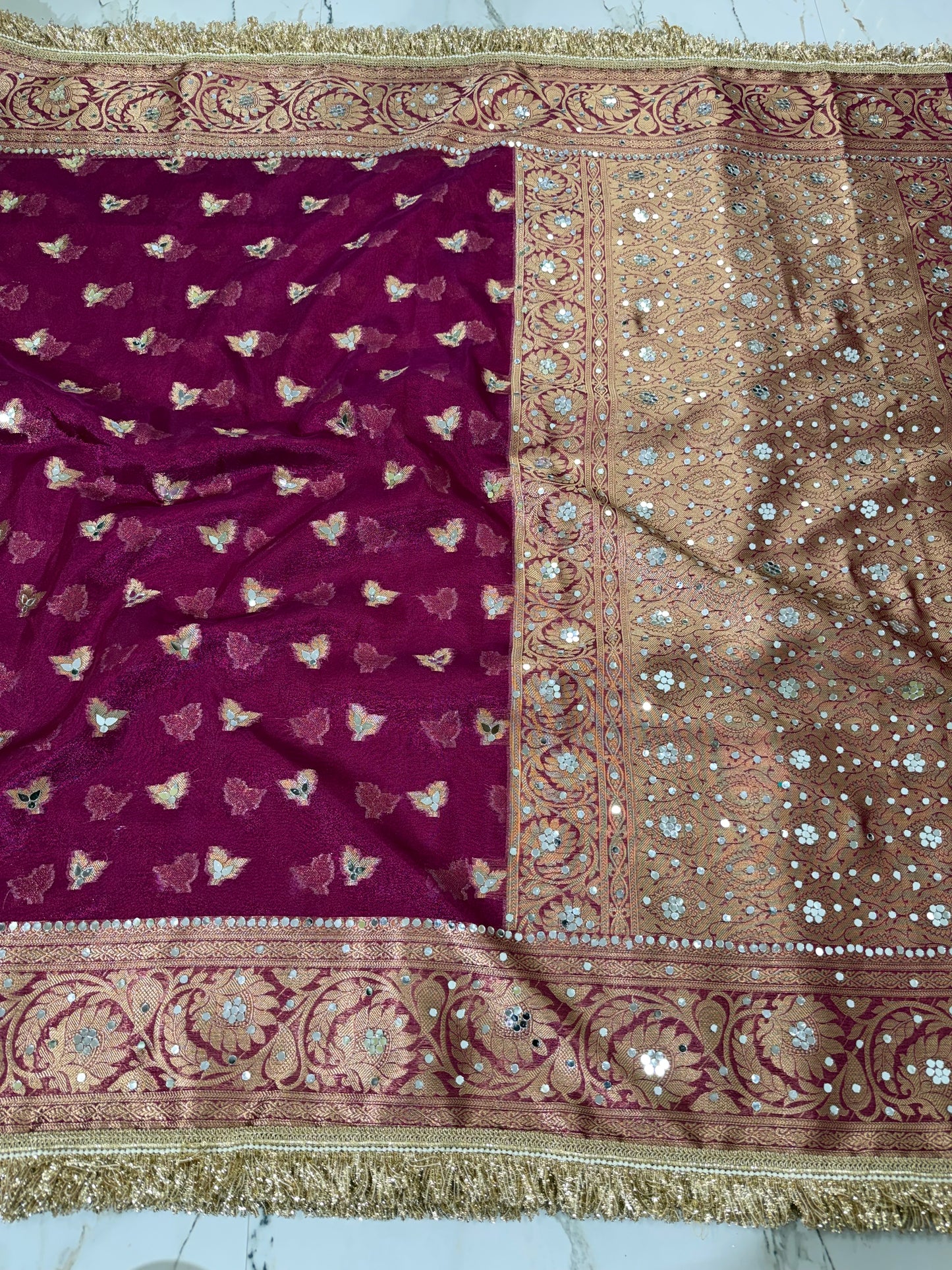 Banarasi Soft Tissue Silk Saree With Mirror work