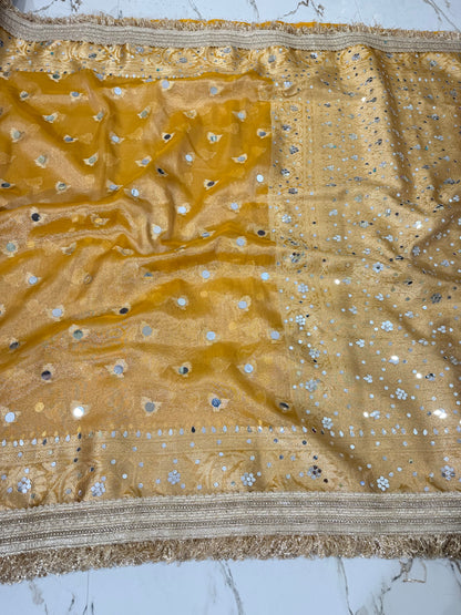 Banarasi Soft Tissue Silk Saree With Mirror Work