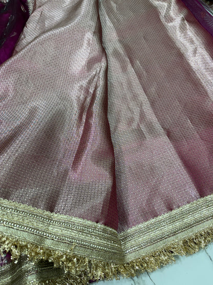 Banarasi Tissue Silk Saree With Mirror And Pearl Work