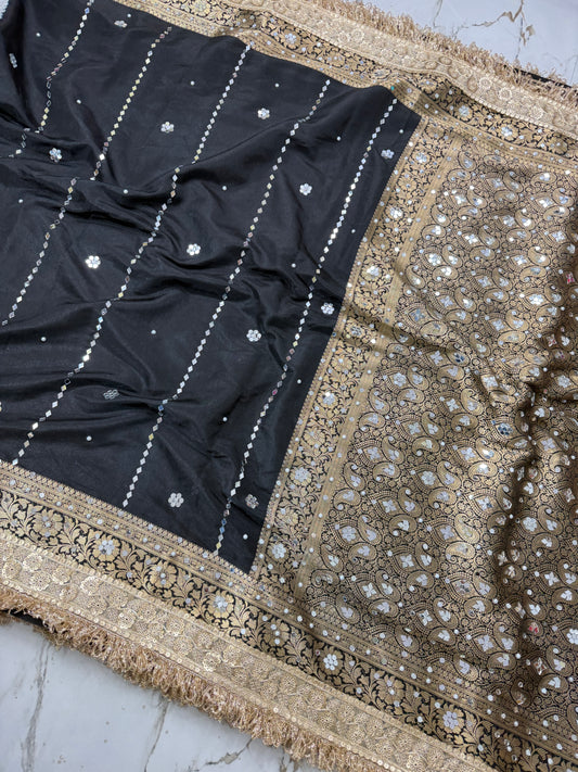 Banarasi Worm Silk Saree With Mirror Work