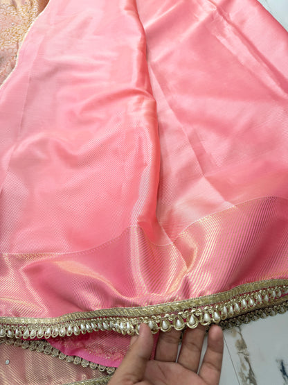 Banarasi Soft Tissue Silk Saree With Mirror Work and Peral Work