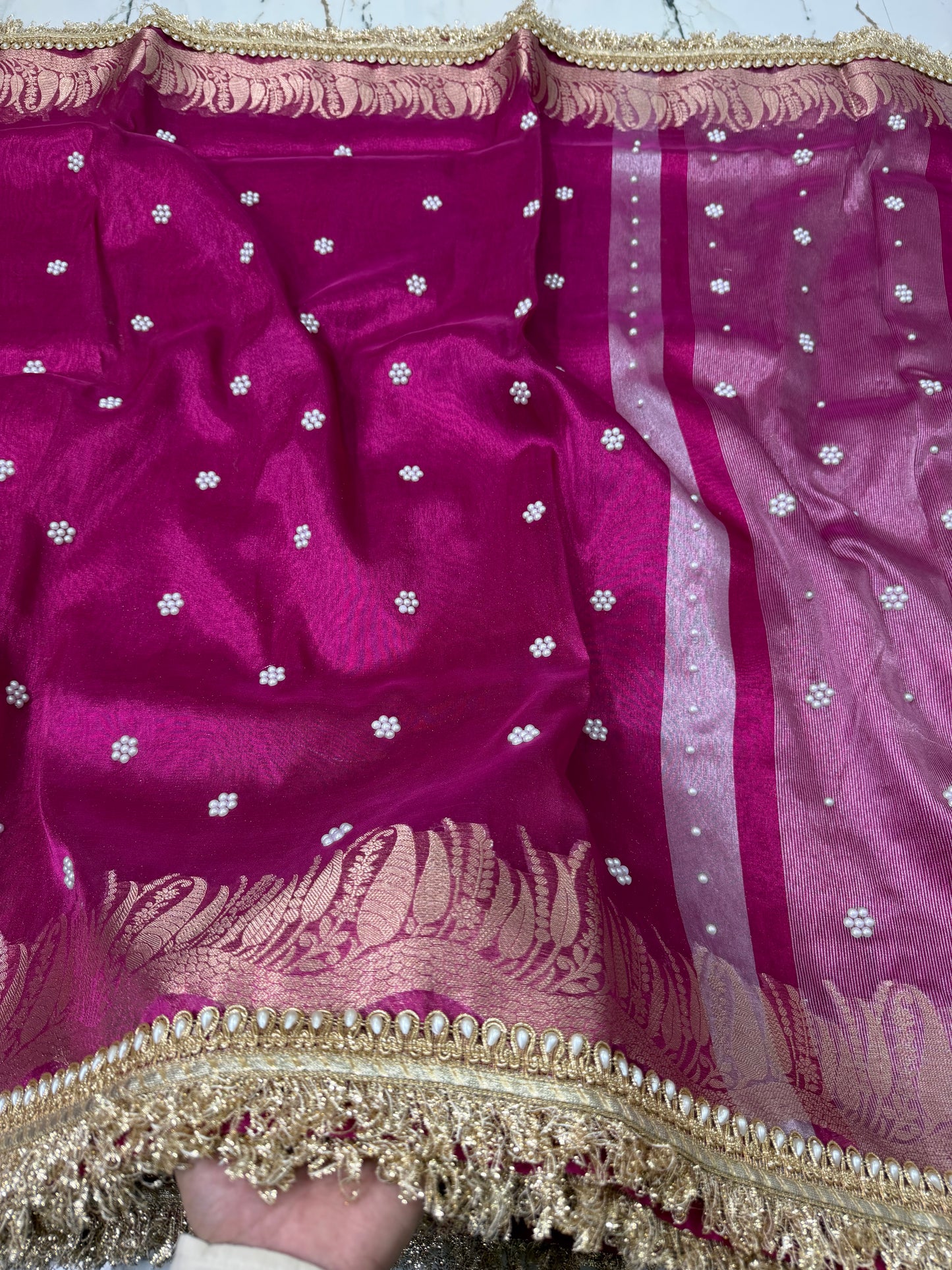 Banarasi Soft Tissue Silk Saree With Stone Work