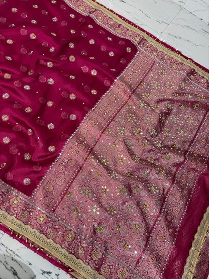 Banarasi Soft Tissue Silk Saree With Mirror And Ghunghroo Work