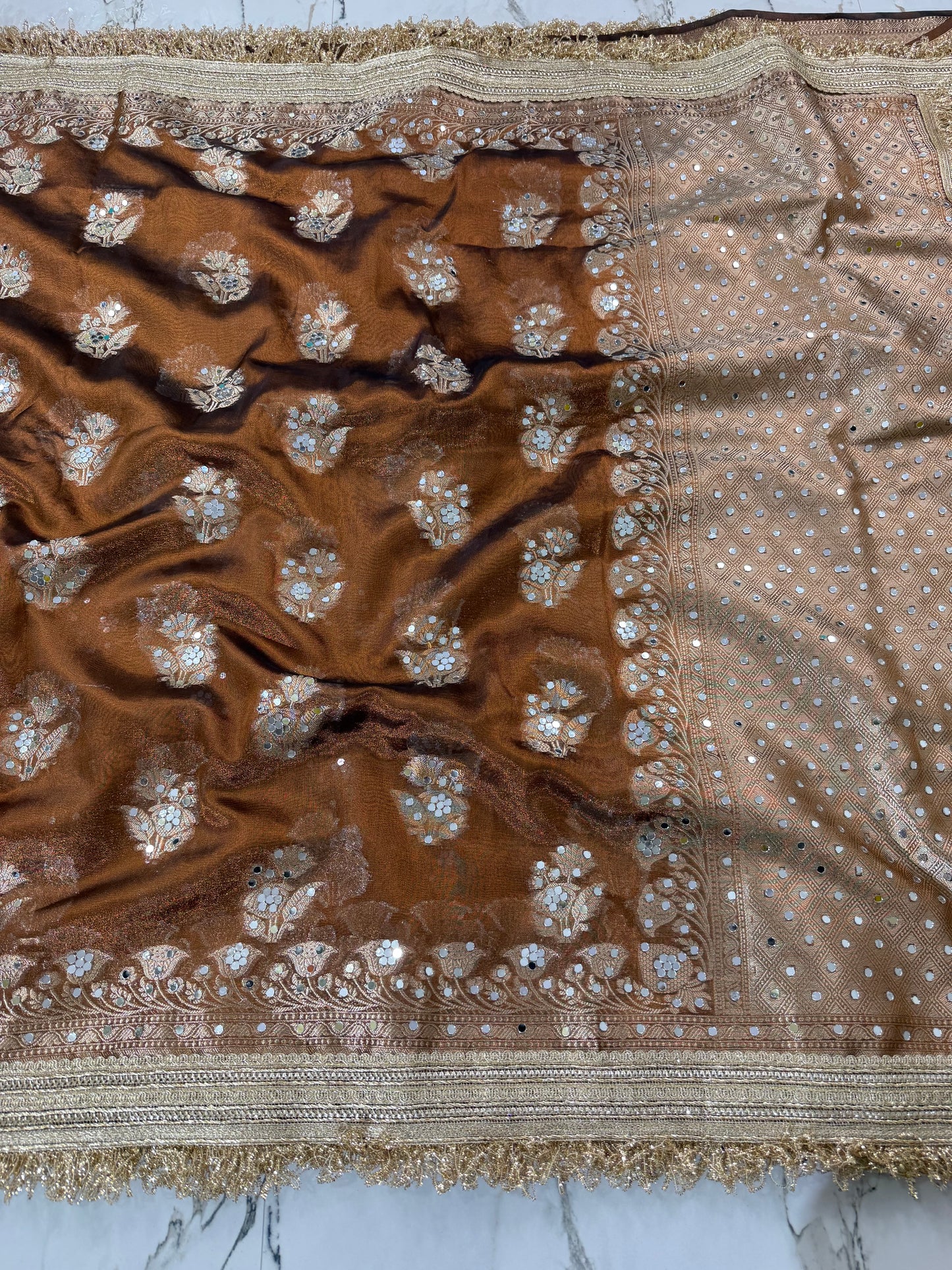 Banarasi Tissue Silk Saree With Mirror Work
