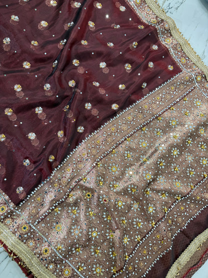 Banarasi Soft Tissue Silk Saree With Mirror And Ghunghroo Work