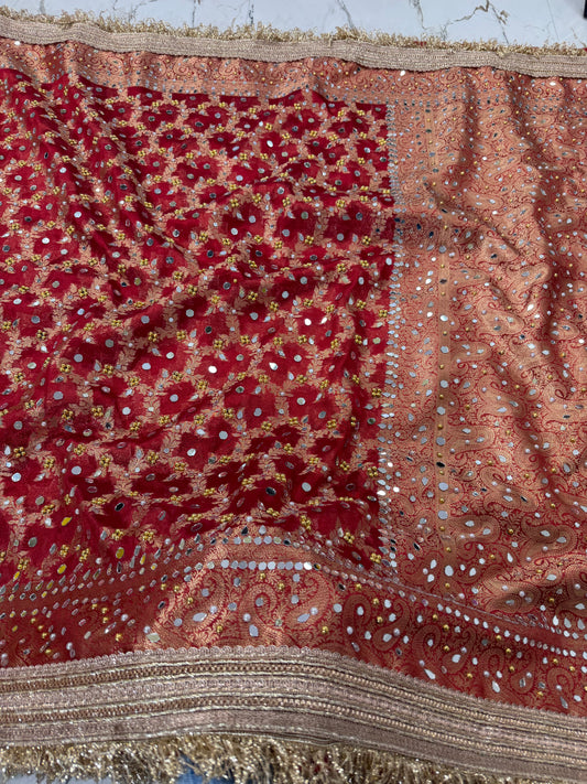 Banarasi Premium Quality Soft Tissue Silk Saree With Mirror And Pearl Work