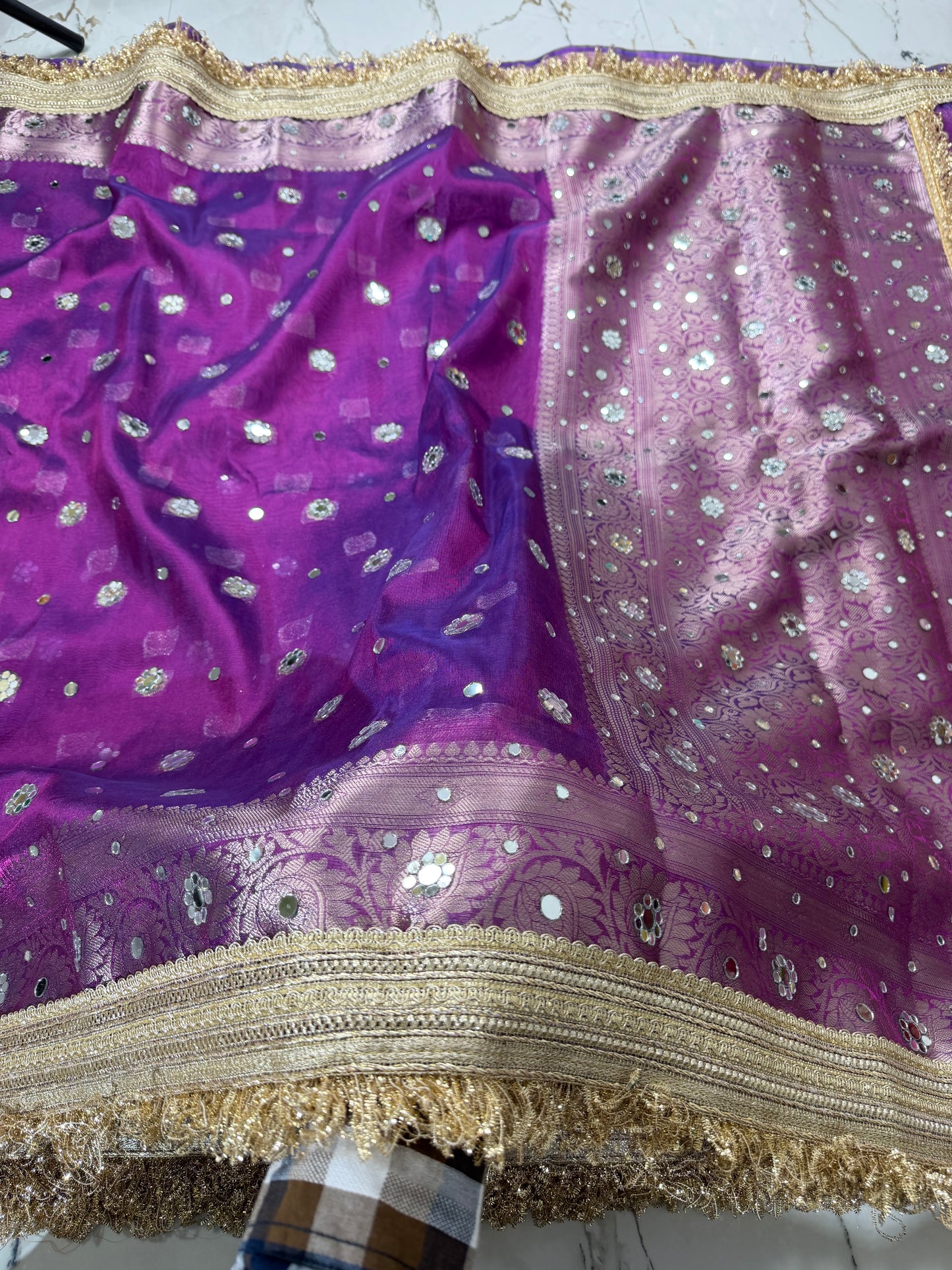 Banarasi Soft Tissue Silk Saree With Mirror Work