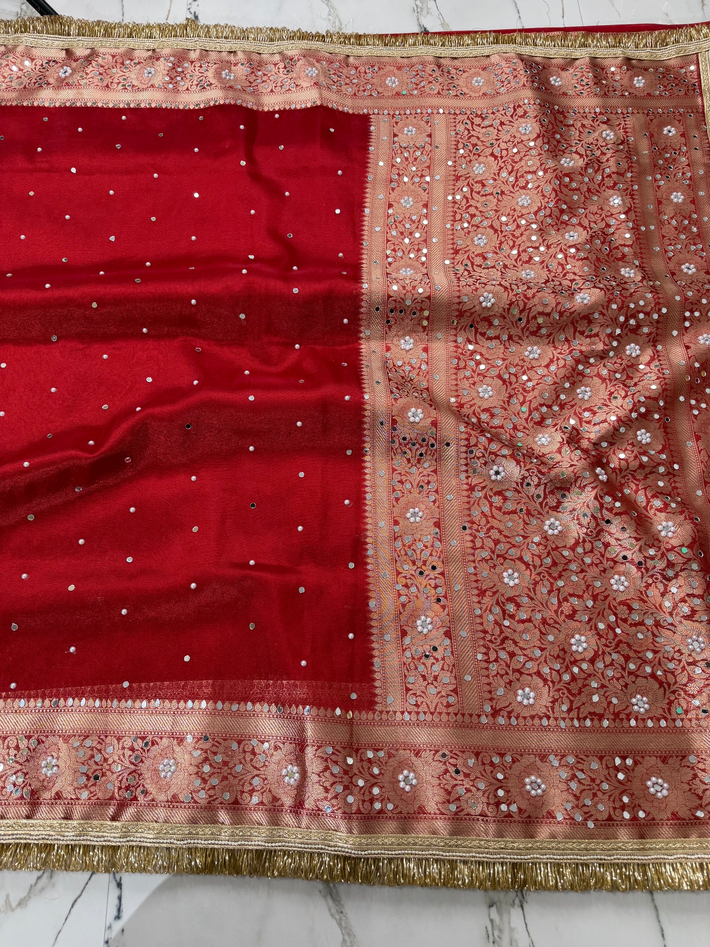 Banarasi Soft Tissue Silk Saree With Mirror Work