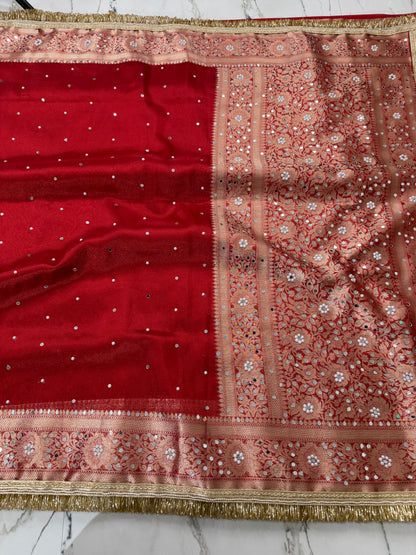 Banarasi Soft Tissue Silk Saree With Mirror Work