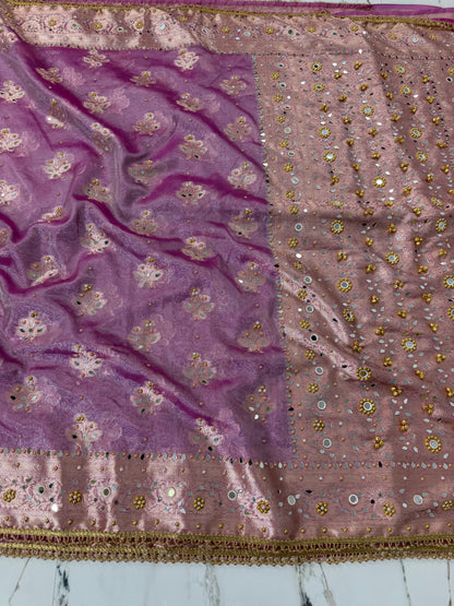 Banarasi Soft Tissue Silk Saree With Mirror And Ghunghroo Work