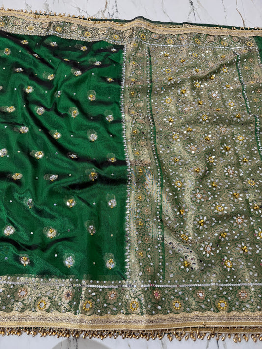 Banarasi Soft Tissue Silk Saree With Mirror And Ghunghroo Work