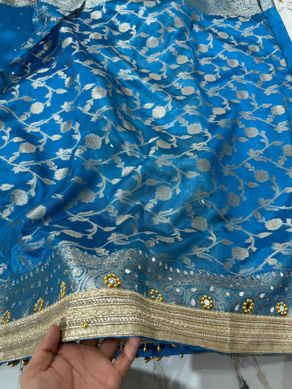 Banarasi Soft Tissue Silk Saree With Mirror And Ghunghroo Work
