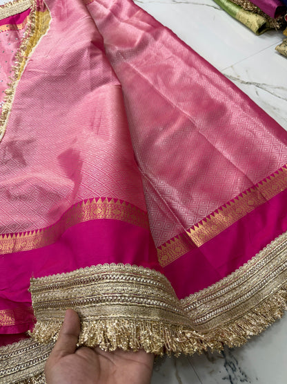 Banarasi Soft Tissue Silk Saree With Mirror Work and Pearl Work