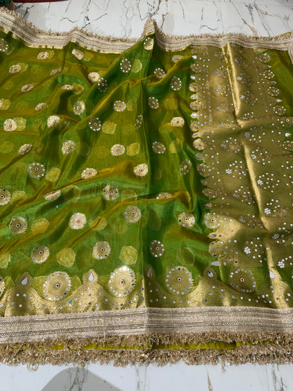 Banarasi Soft Tissue Silk Saree With Mirror Work
