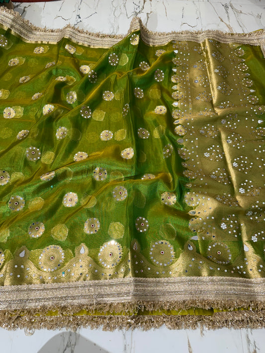 Banarasi Soft Tissue Silk Saree With Mirror Work