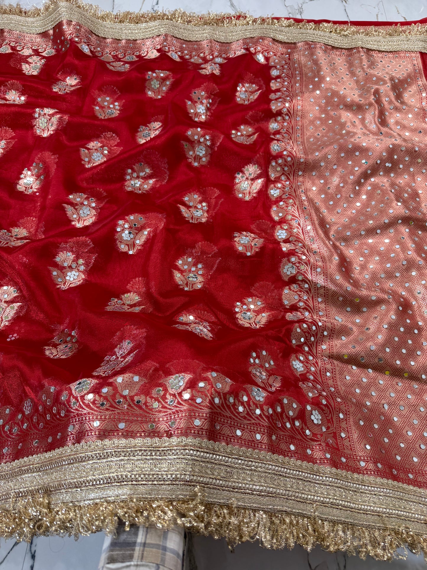 Banarasi Soft Tissue Silk Saree With Mirror Work